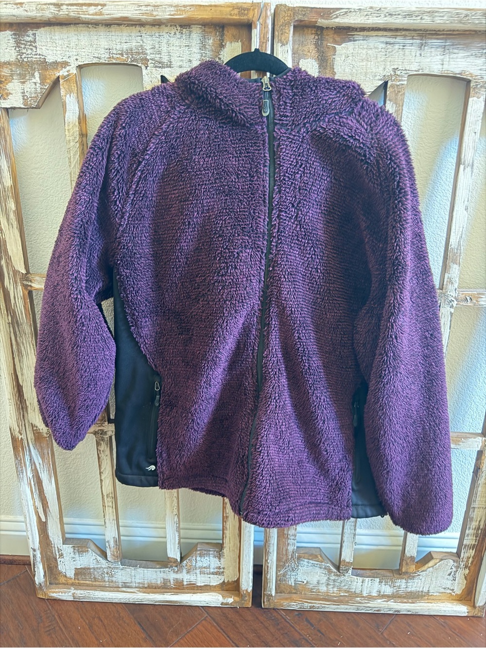 ideology Plush Hooded Fuzzy Jacket in Deep Plum